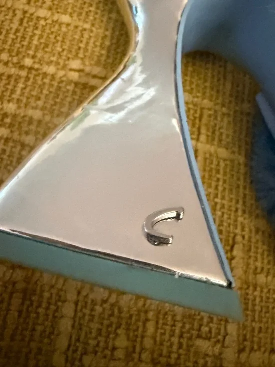 Circus by Sam Edelman Metallic Silver Platform Mules with Light Blue Faux Fur - Picture 5 of 6